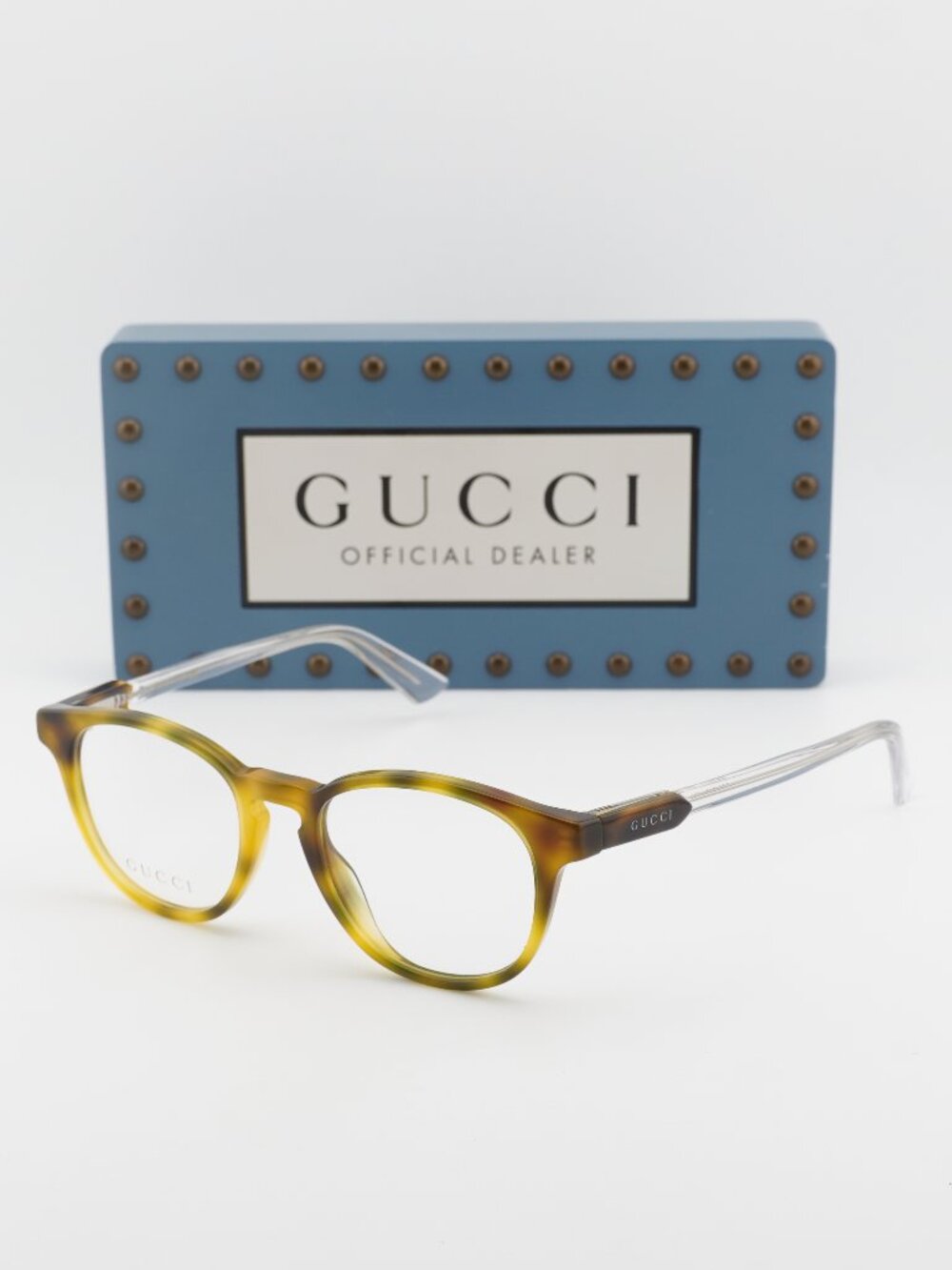 Gucci GG0491O 003 Round Eyeglasses 49mm - Havana / Transparent